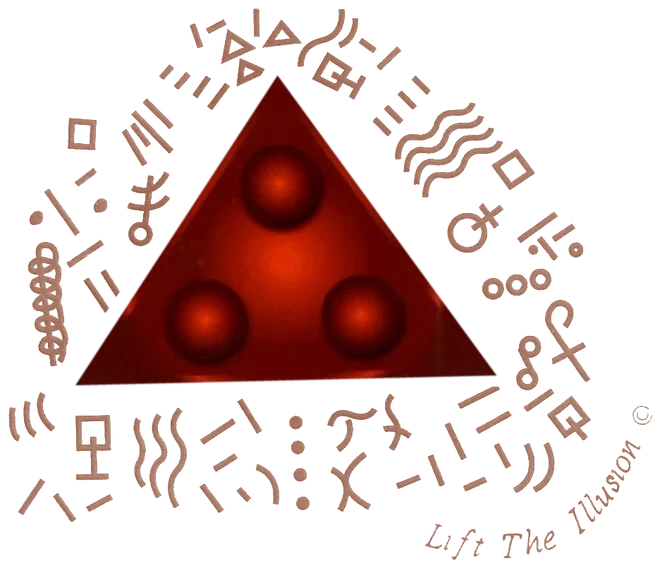 Lift The Illusion, Leanne Lee's sigil: a red triangle held inside a ring of symbols